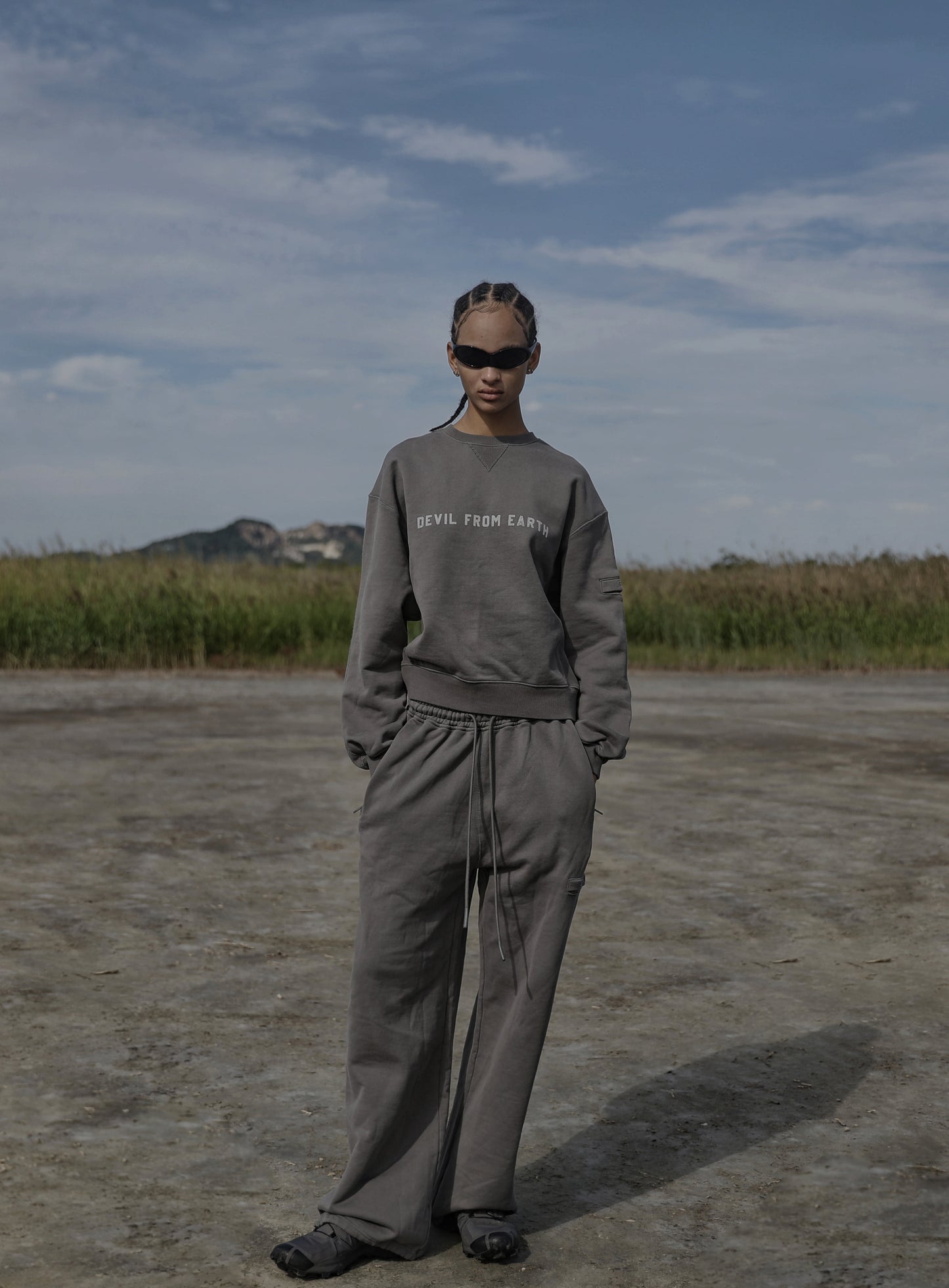 Old Effect Super Wide Trousers - Sleet Gray