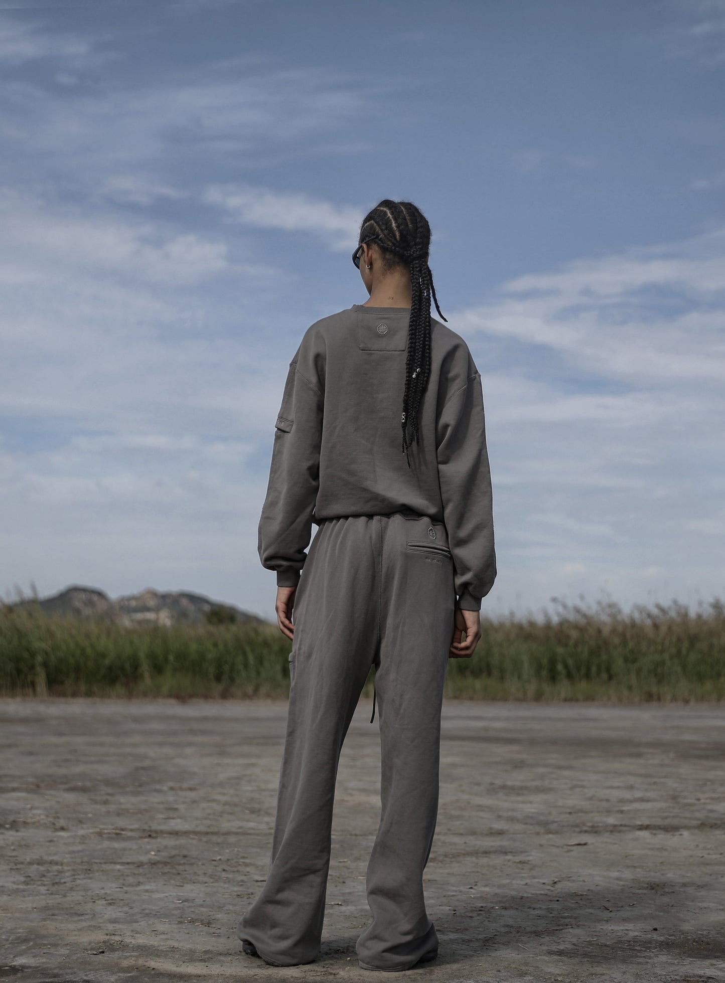 Old Effect Super Wide Trousers - Sleet Gray