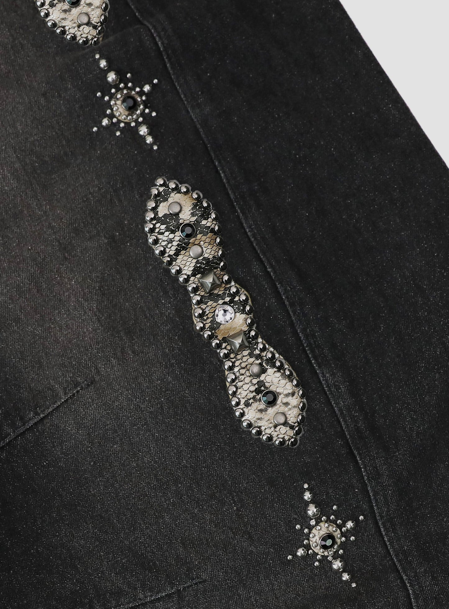 [w-pts25-079] Viper Gemstone Curved Pants - Dusty Black