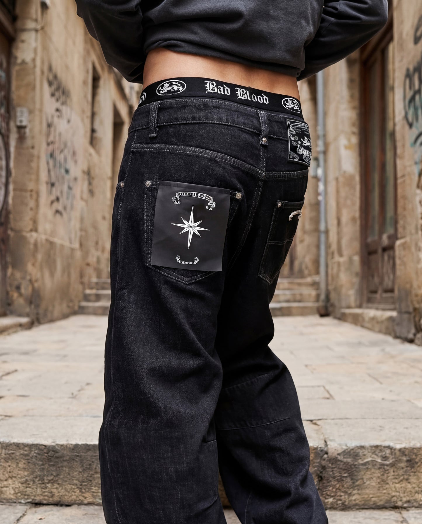 [w-pts25-110] Viper 301 Semi-Curved Pants - Black Denim