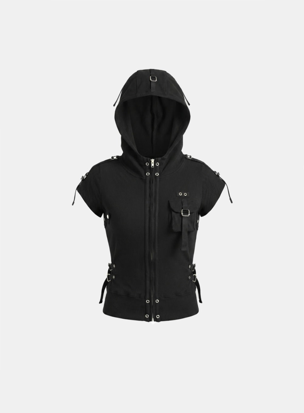 [w-hde26-042] Delta Utility 1/2 Zip-Up Hoodie - Black