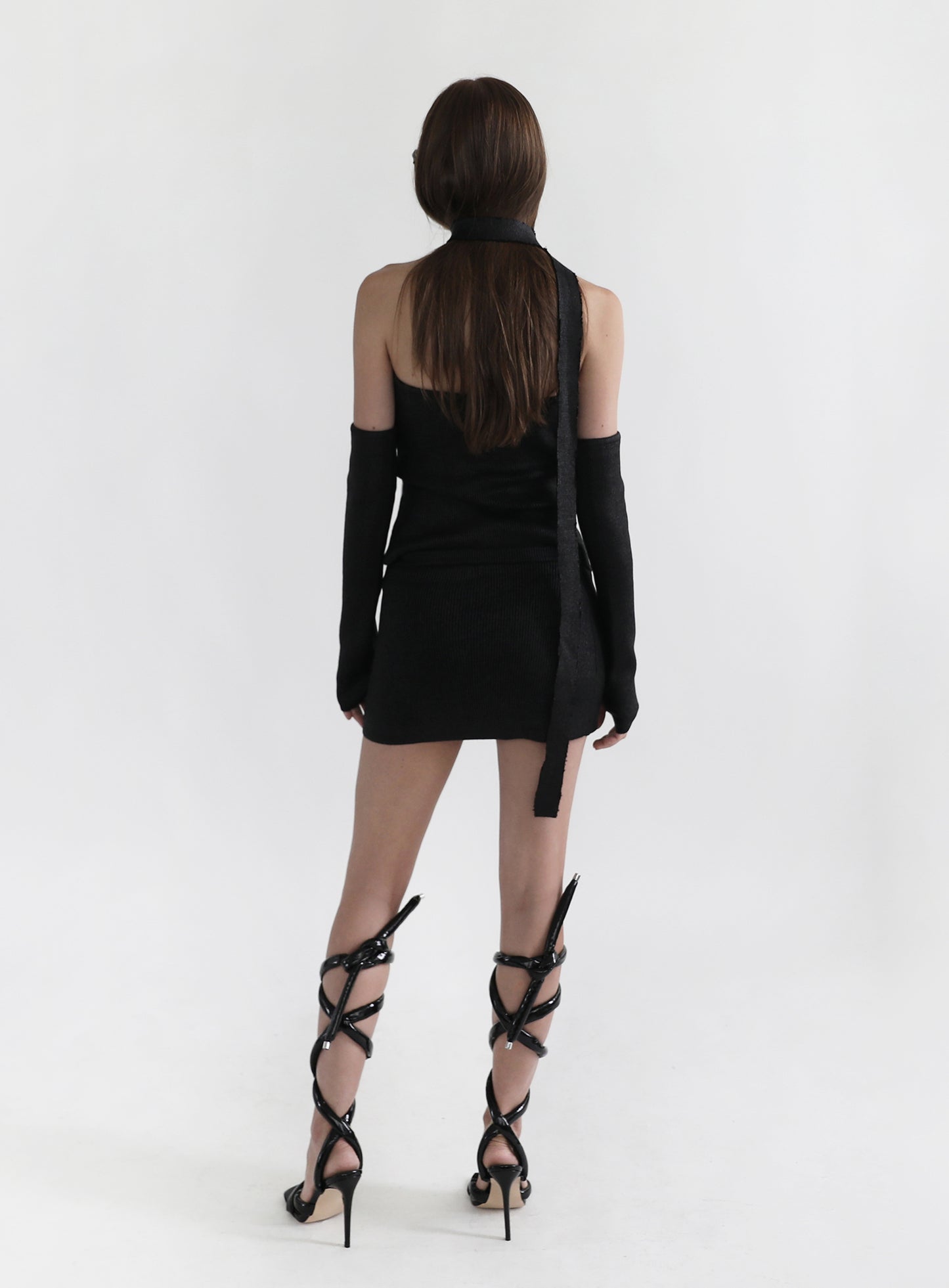 Fleur Glitter Tube Top Set 2pcs - Black