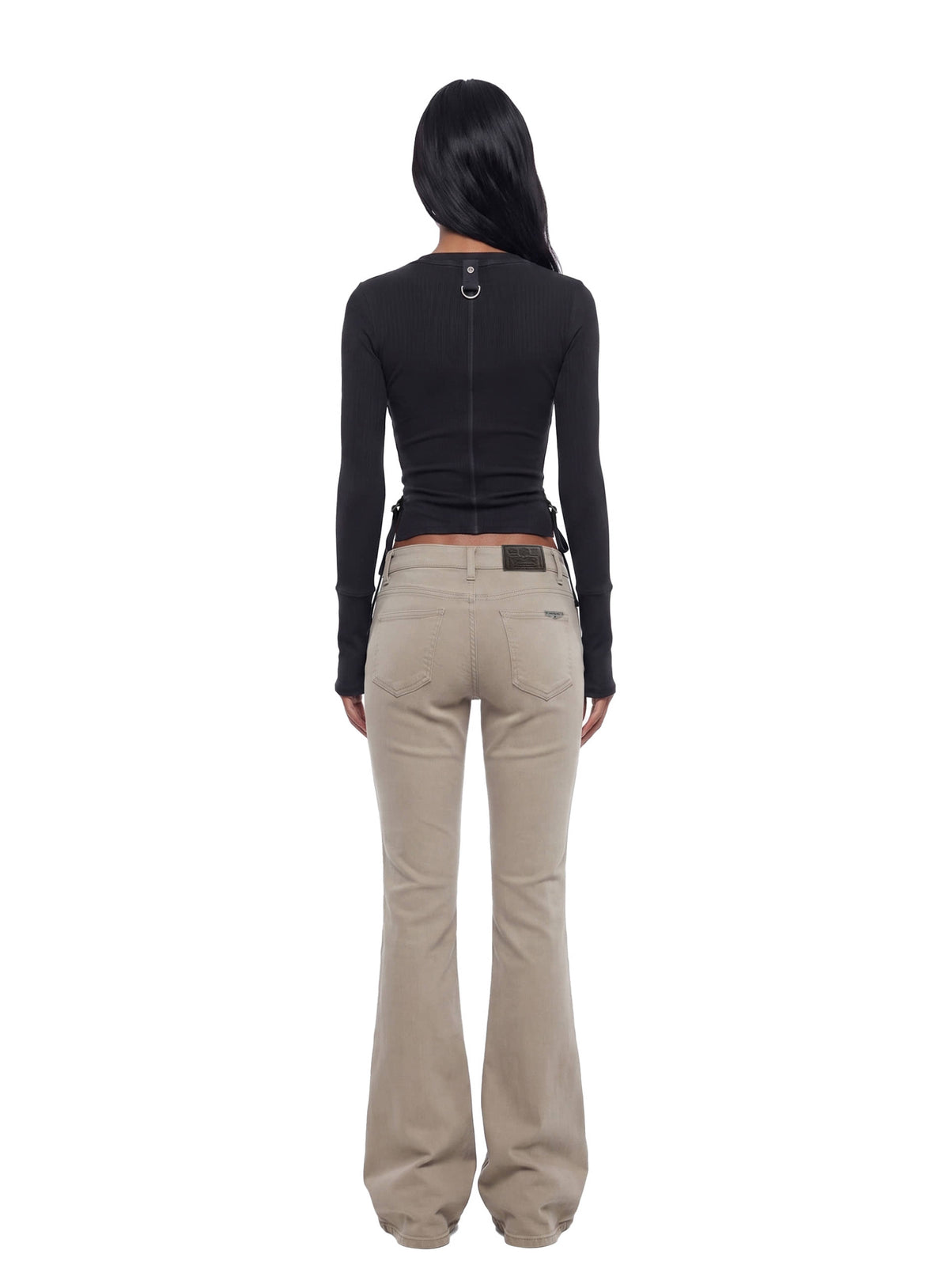 [w-tee26-257] Delta 2 Utility Cotton Rib Henley Neck Long Sleeve - Black