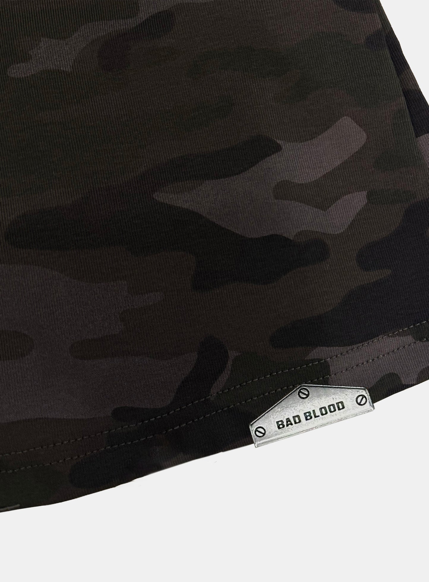 [w-tee26-066] Viper Logo Mock-Neck Cap Sleeve - Black Camo