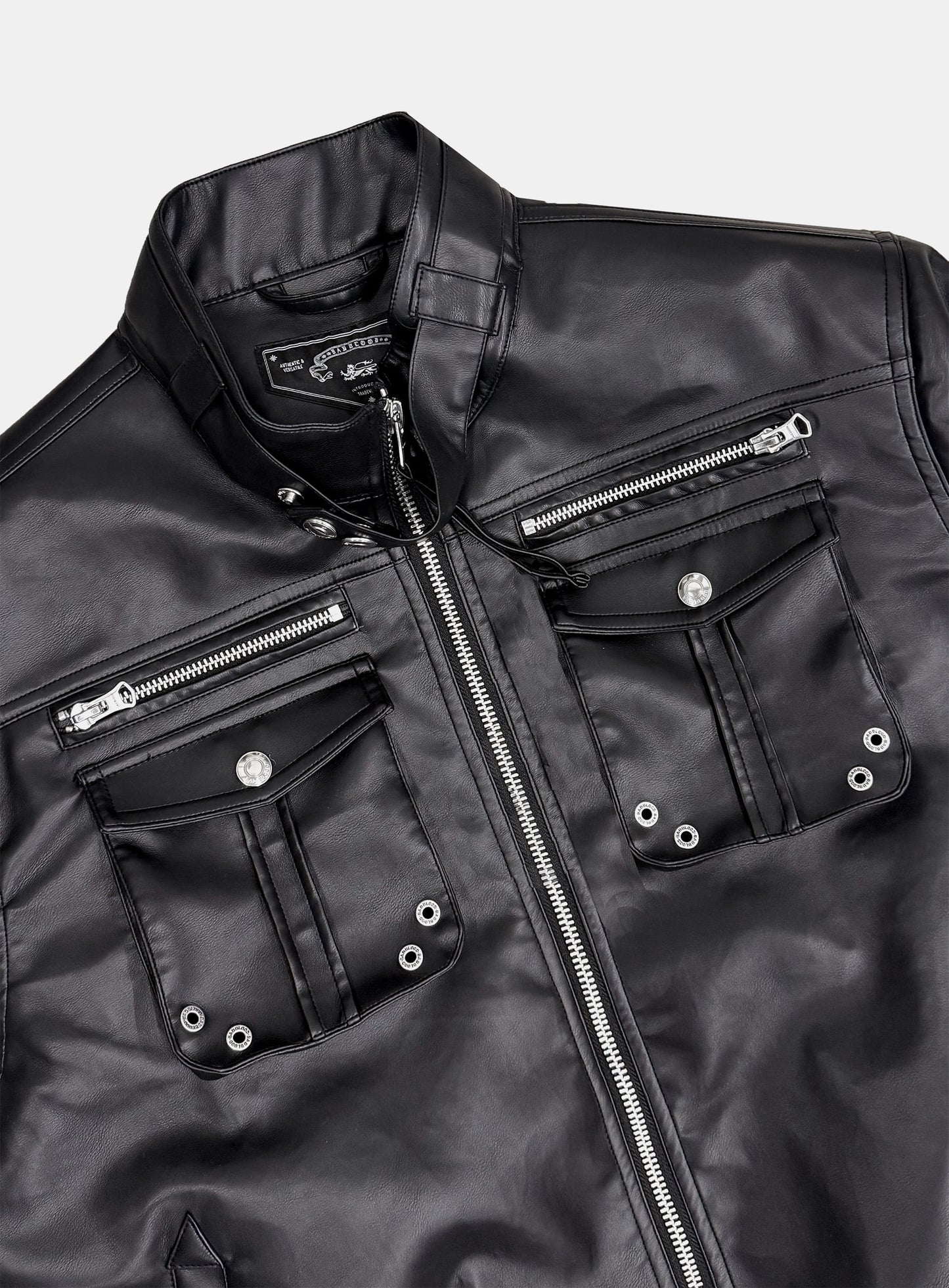 [w-jkt25-073] Daytona High-Neck Bomber Jacket - Black Leather