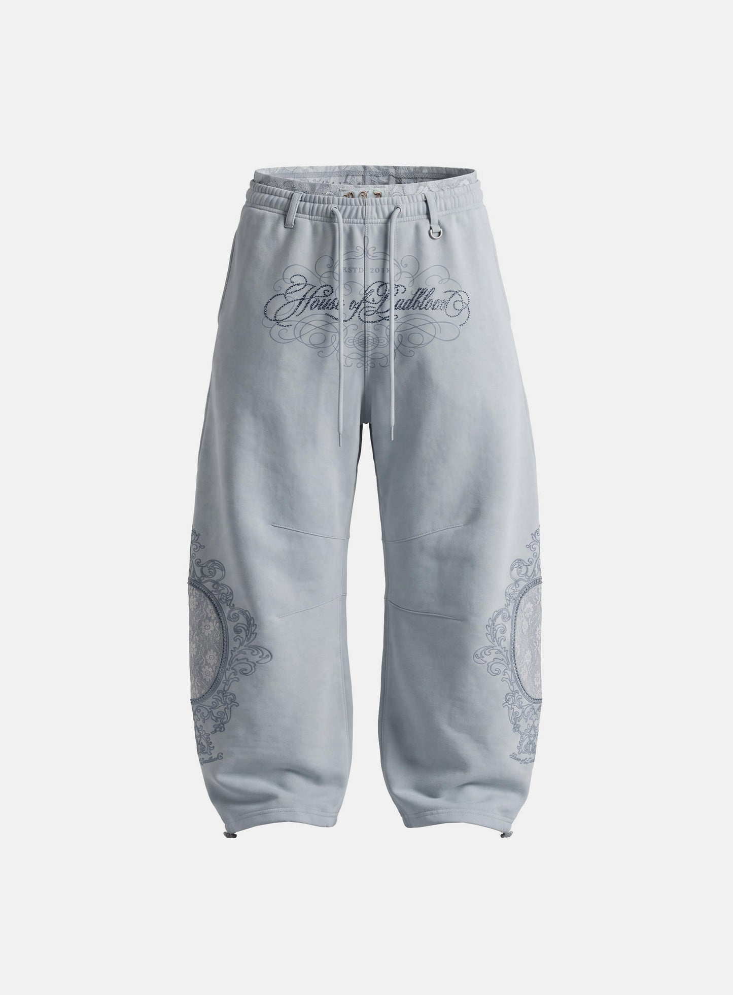 [w-pts26-126] H.B.B. Royal Lace Rhinestone Lightweight Jogger Pants - Blue