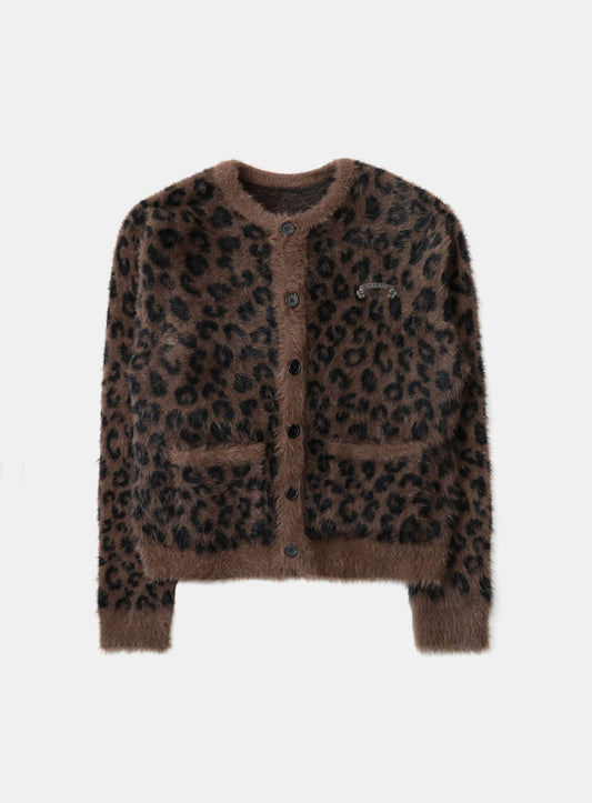 [w-cdg25-014] Viper Mohair Cardigan - Brown Leopard