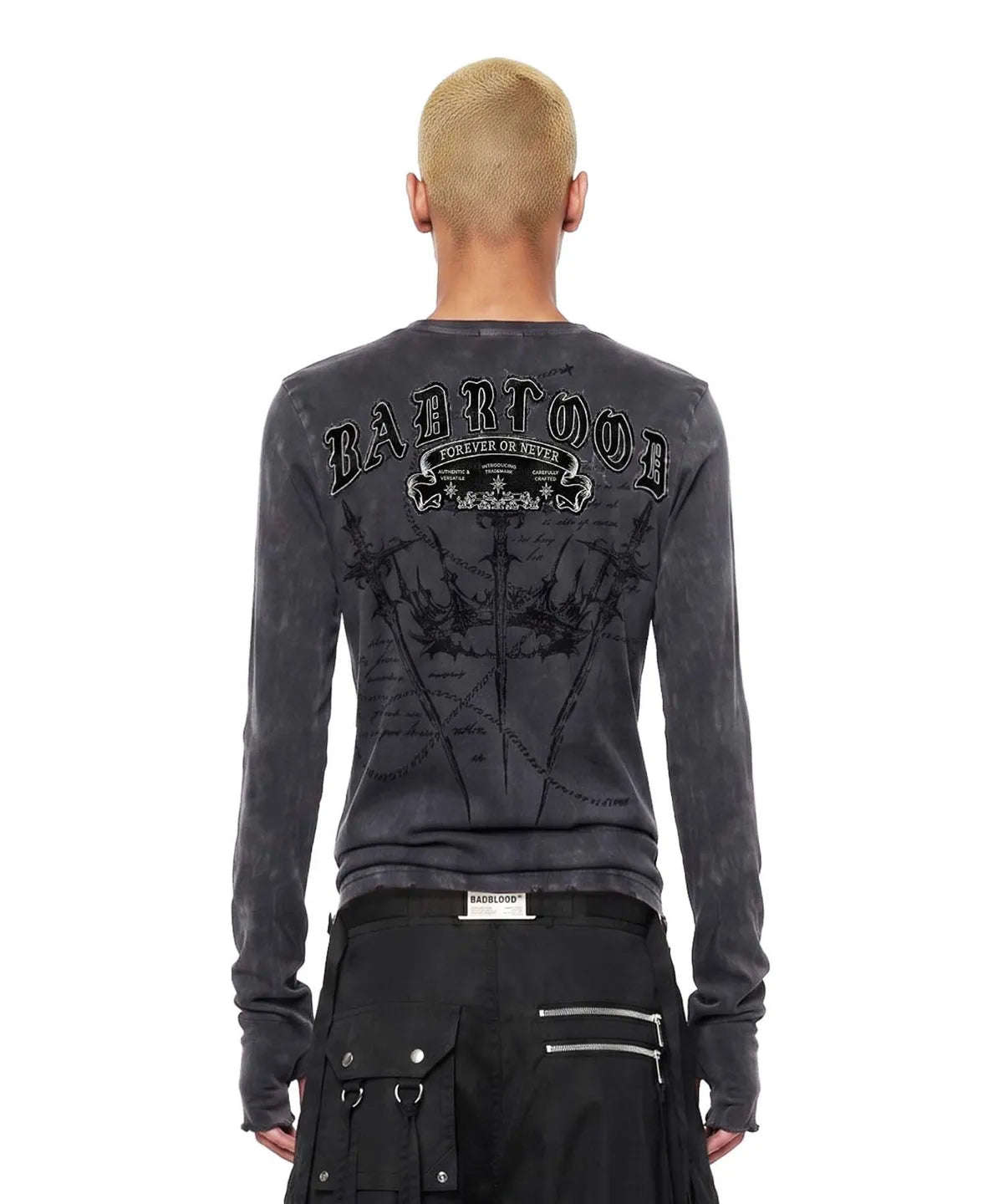 [w-tee26-287] Mystic Capsule Layered Graphic Crewneck Long Sleeve – Dusty Black