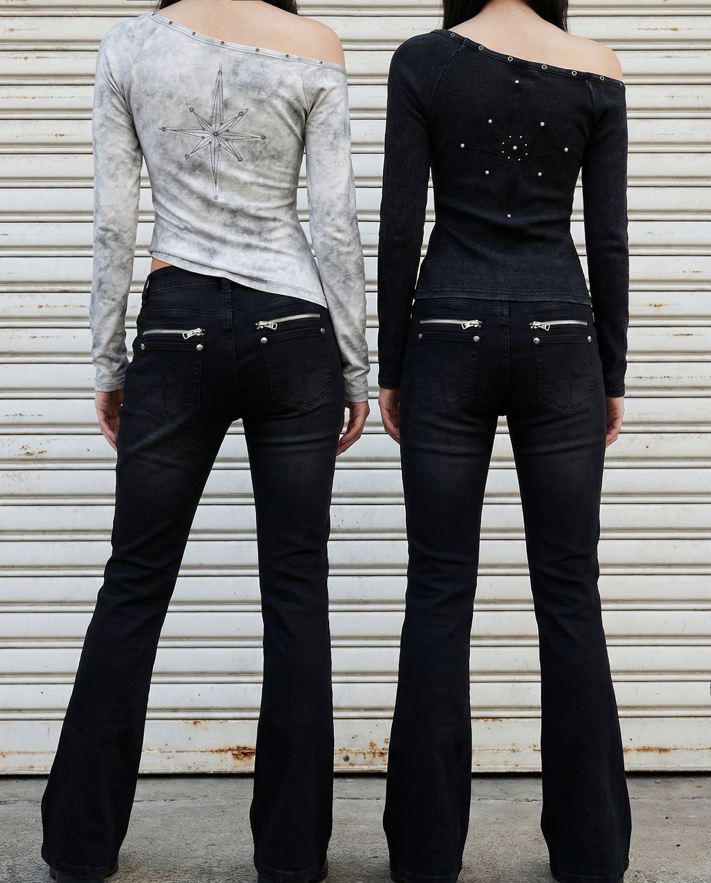 [w-pts26-020] Viper Mid-Rise Bootcut Pants - Washed Black