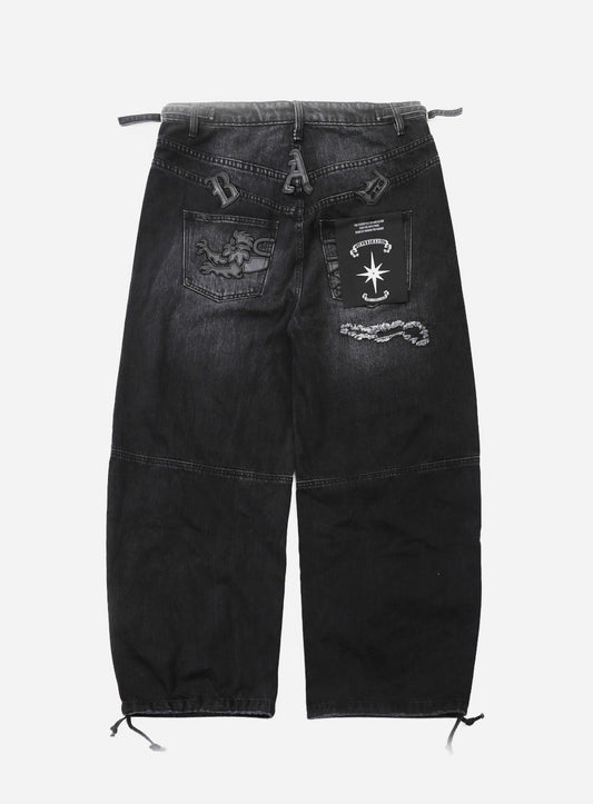 0309 Fallout Convex Denim Pants - Black