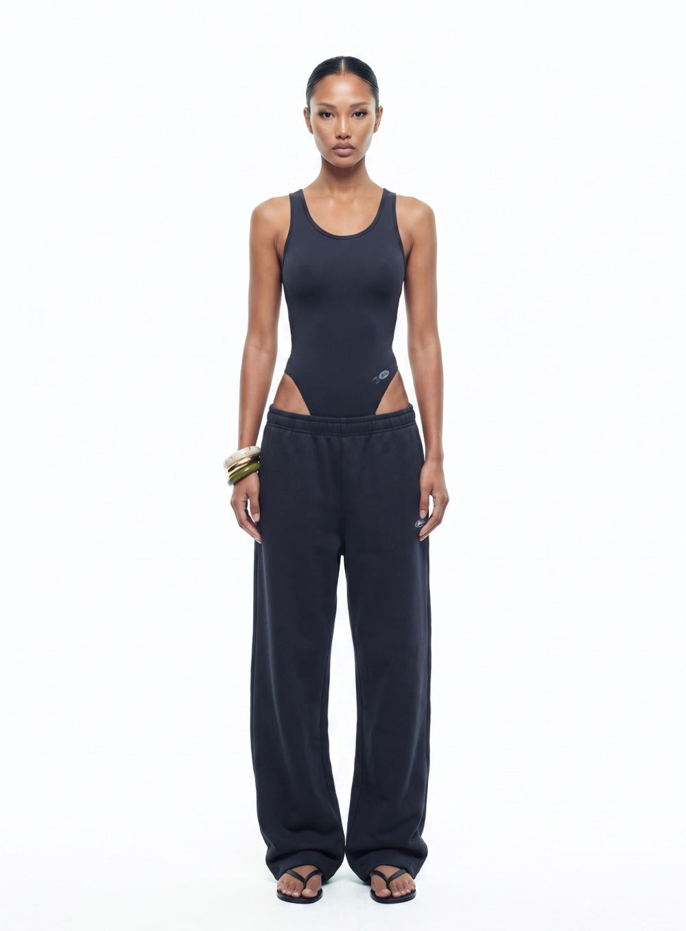 [w-jst26-009] Everyday U-Neck Tank Bodysuit - Charcoal