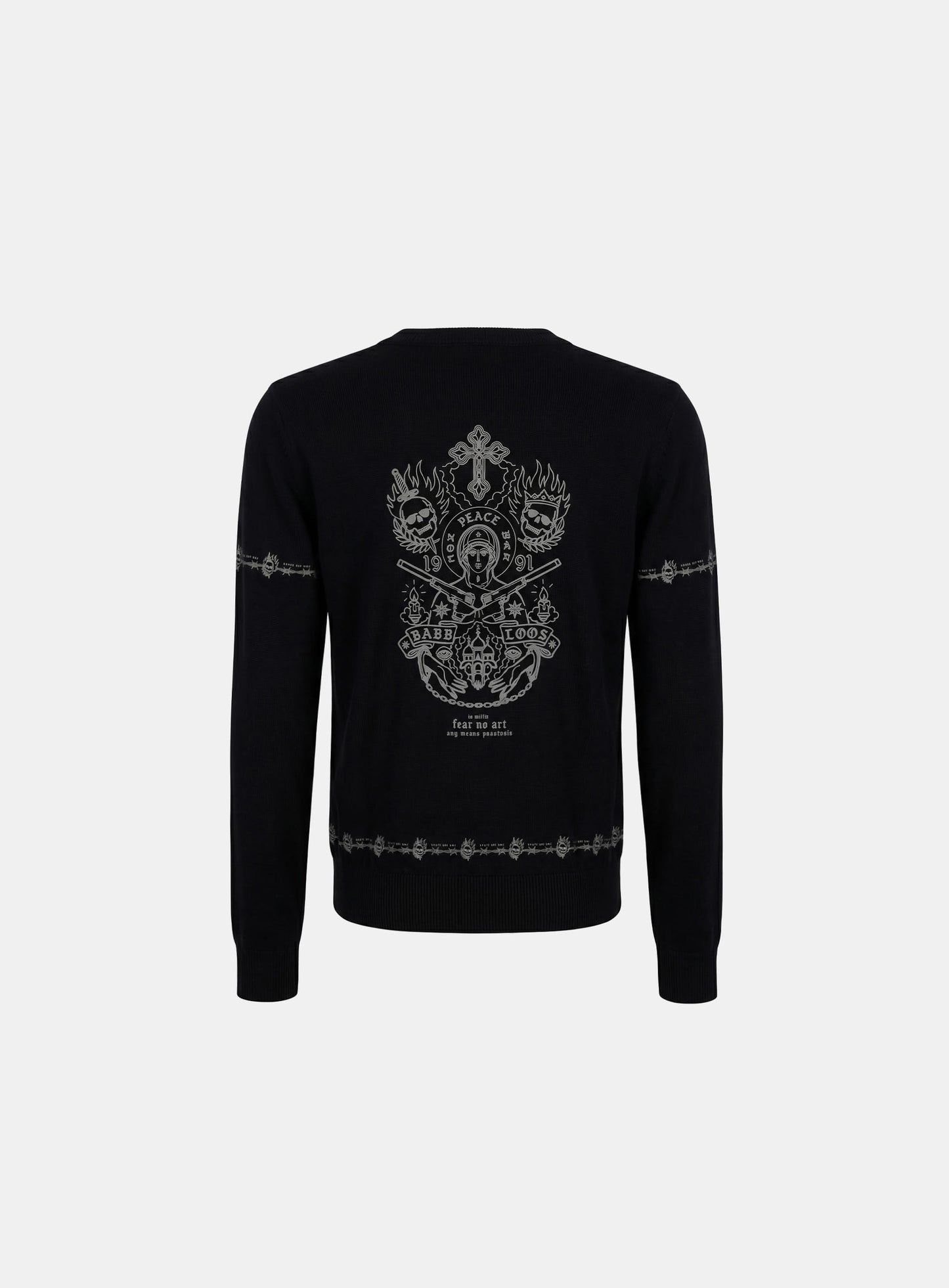 [w-knt26-043] Peace Not War UV Cooling Cardigan - Black