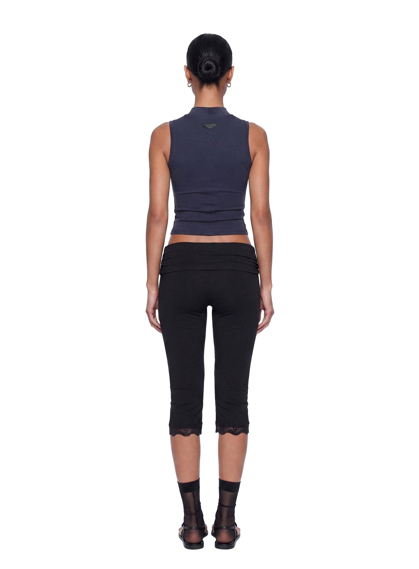 [w-tnk26-026] Everyday Mock-Neck Tank - Charcoal