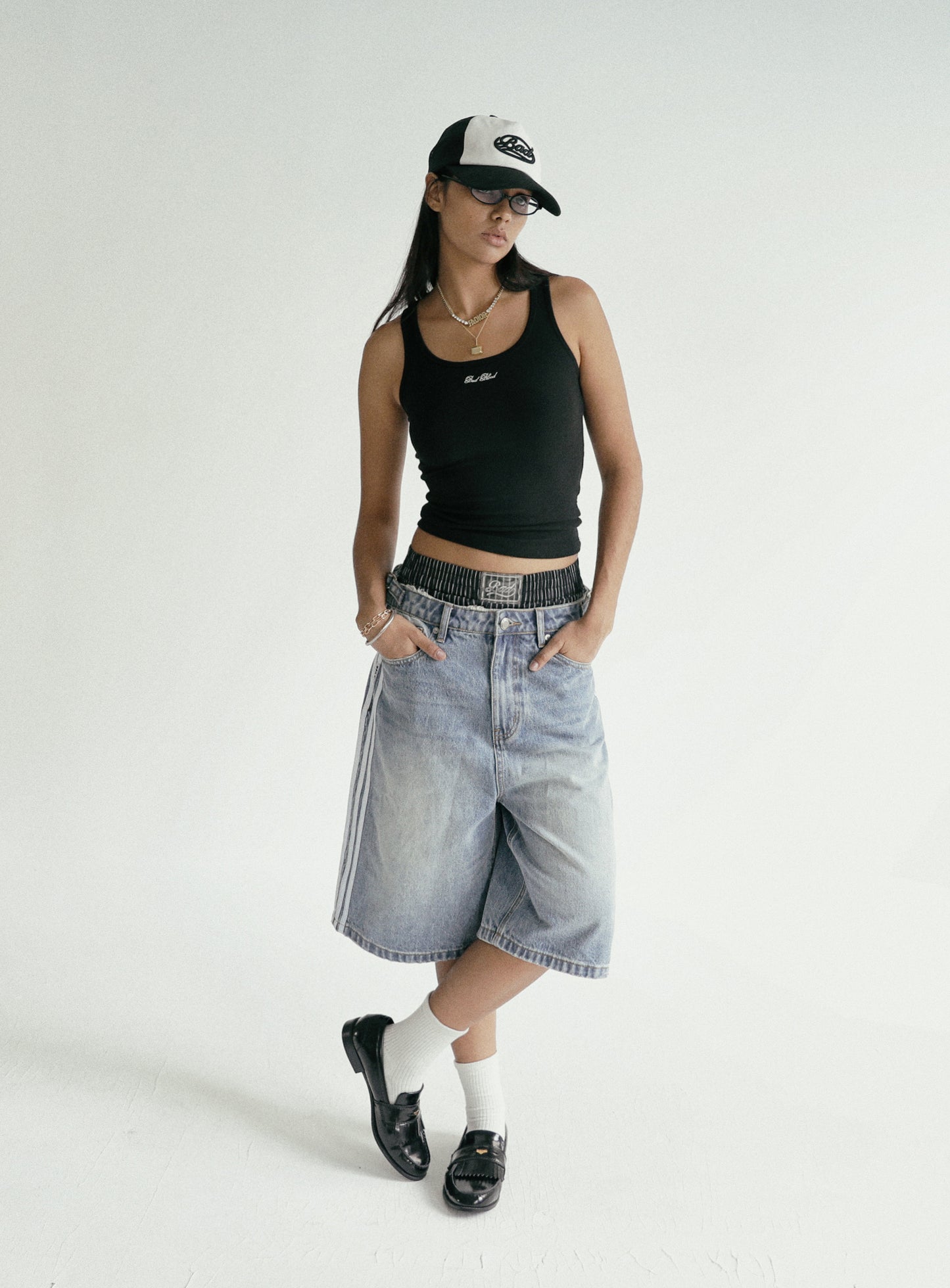 Billy Track Bermuda Jeans Baggy Fit - Blue