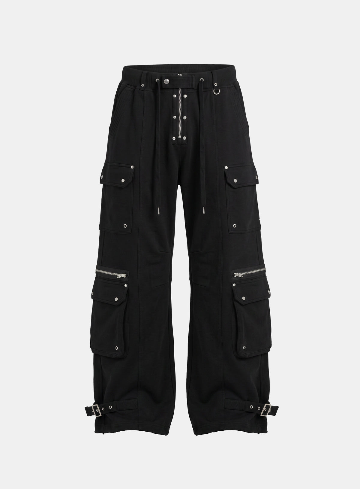 [w-pts26-137] Delta 2 Utility Loose Fit Curved Joggers - Black