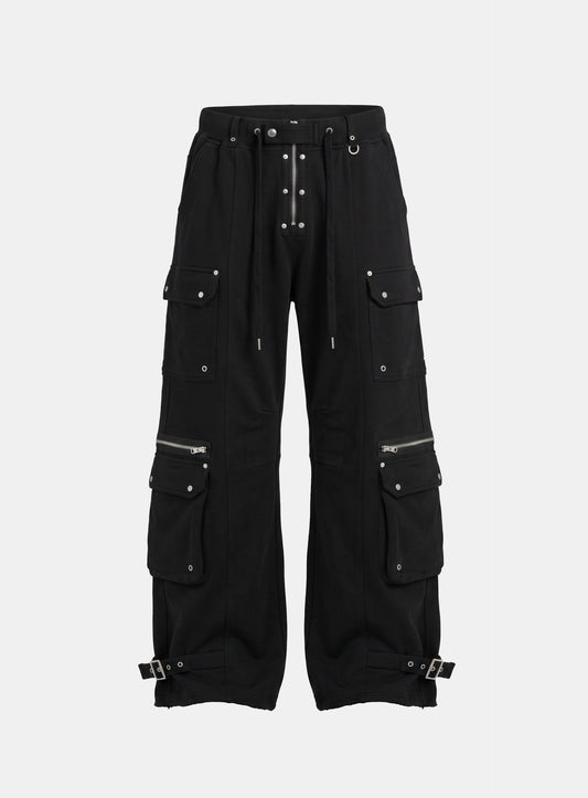 [w-pts26-137] Delta 2 Utility Loose Fit Curved Joggers - Black