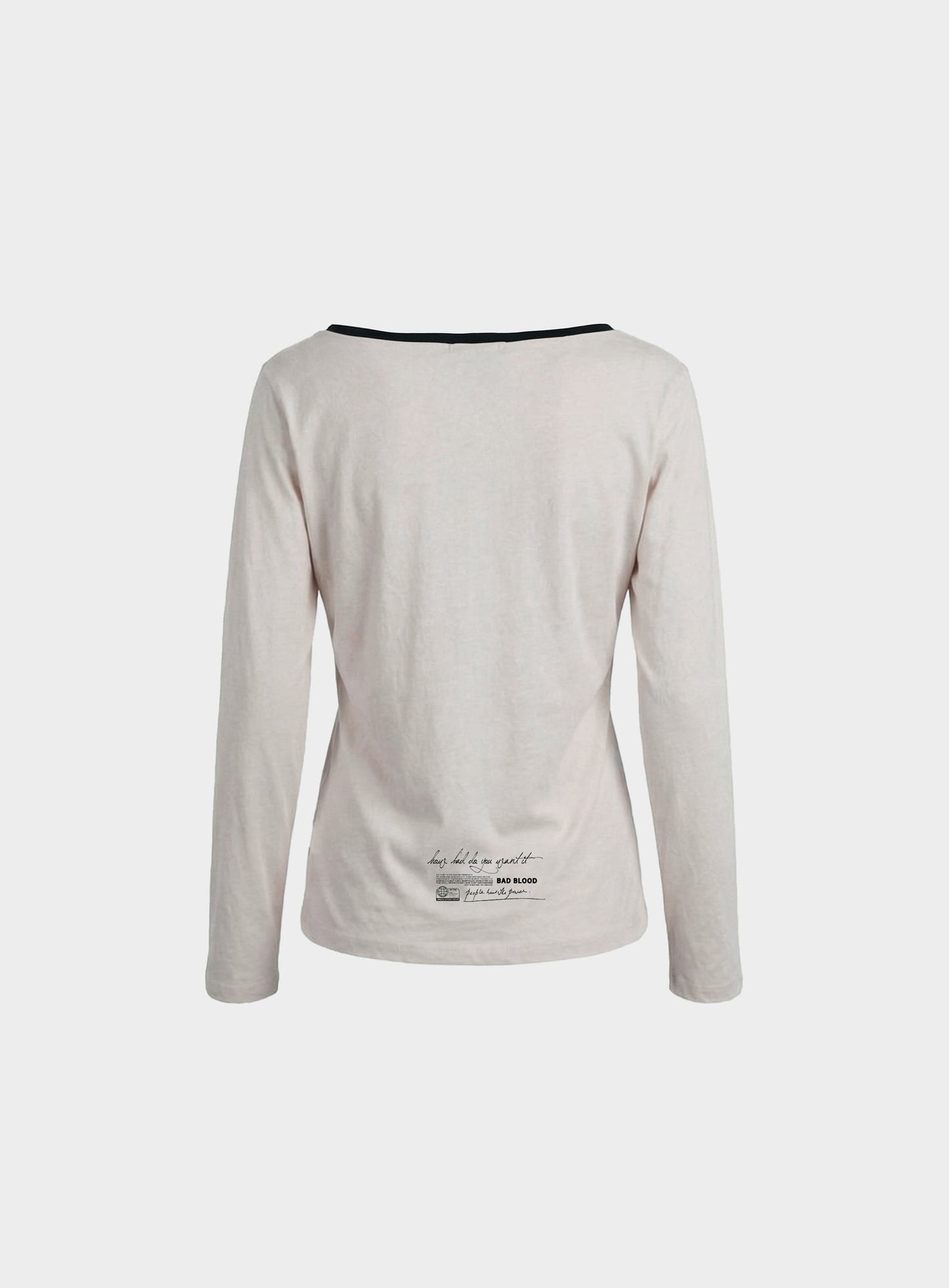 [w-tee26-123] B.A.D. Ladyland Ringer Loose-Fit T-Shirt - Cream