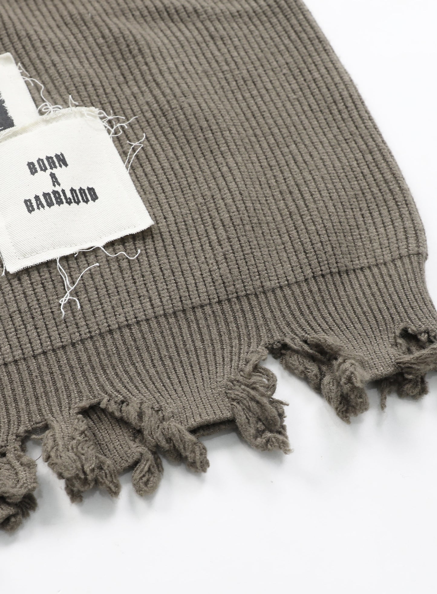Destroyed Long Sleeve Sweater - Dark Olive
