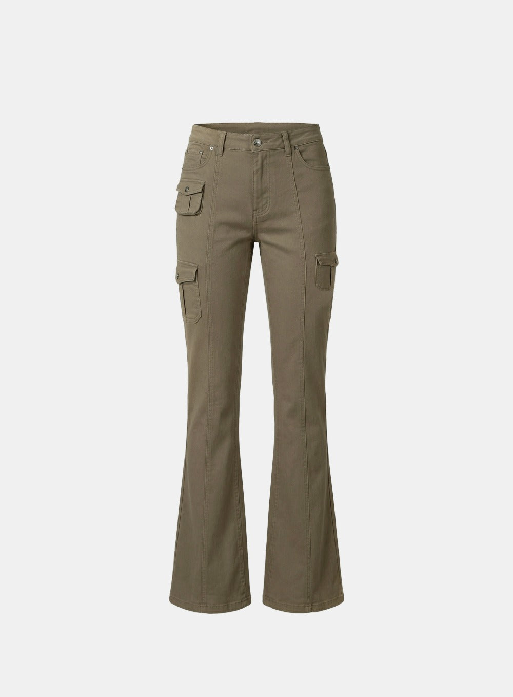 [w-pts26-091] 109 Low-Rise Cargo Bootcut Pants - Khaki