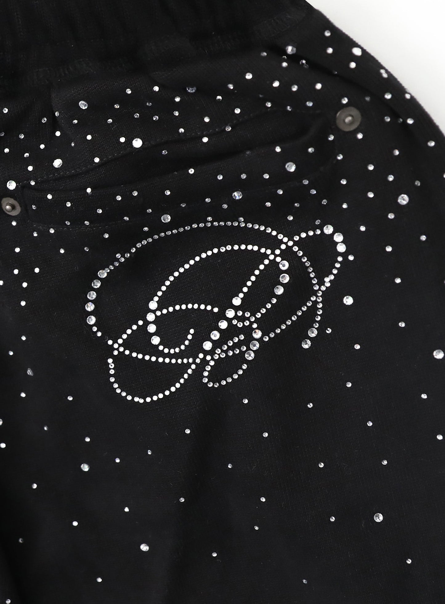 [w-pts25-122] Dark Classic Rhinestone Jogger - Black