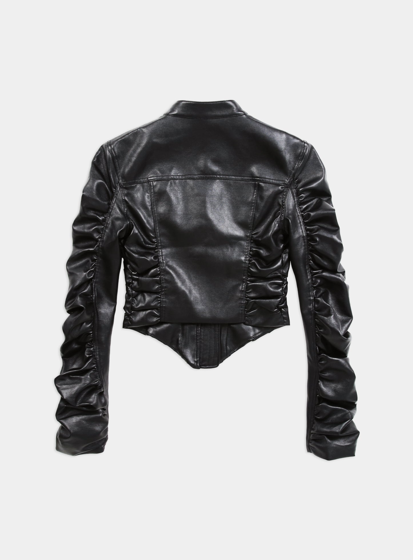Sonya Shirring Racer Jacket - Black