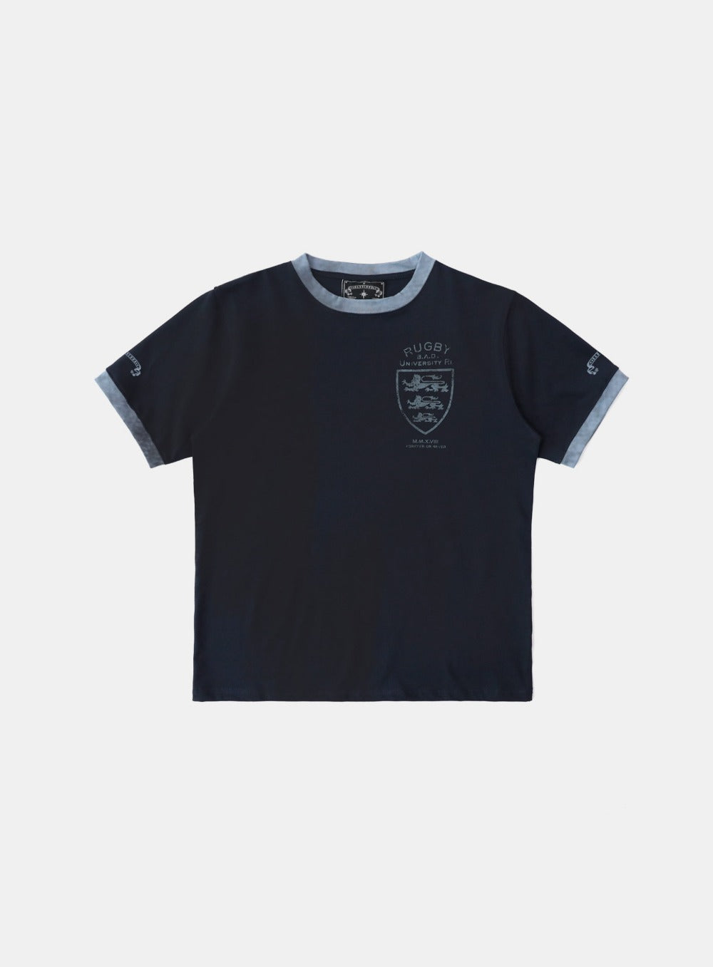 Mystic Shield Print Ringer T-Shirt - Navy