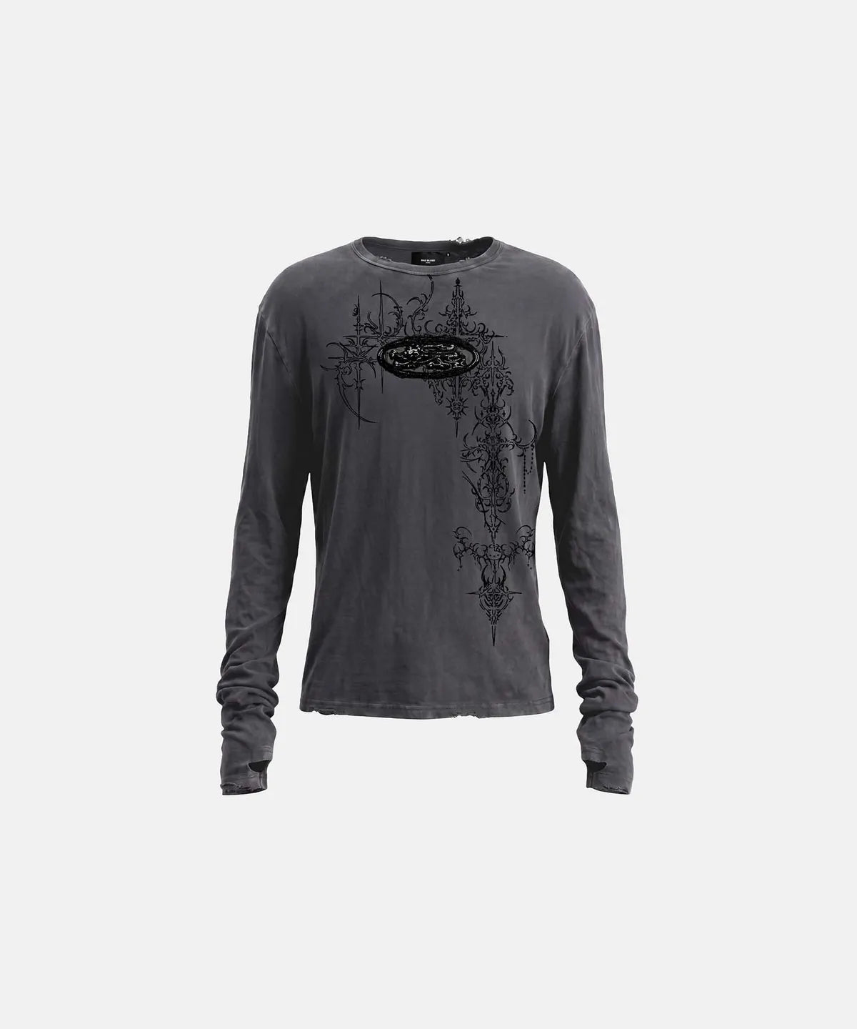 [w-tee26-287] Mystic Capsule Layered Graphic Crewneck Long Sleeve – Dusty Black