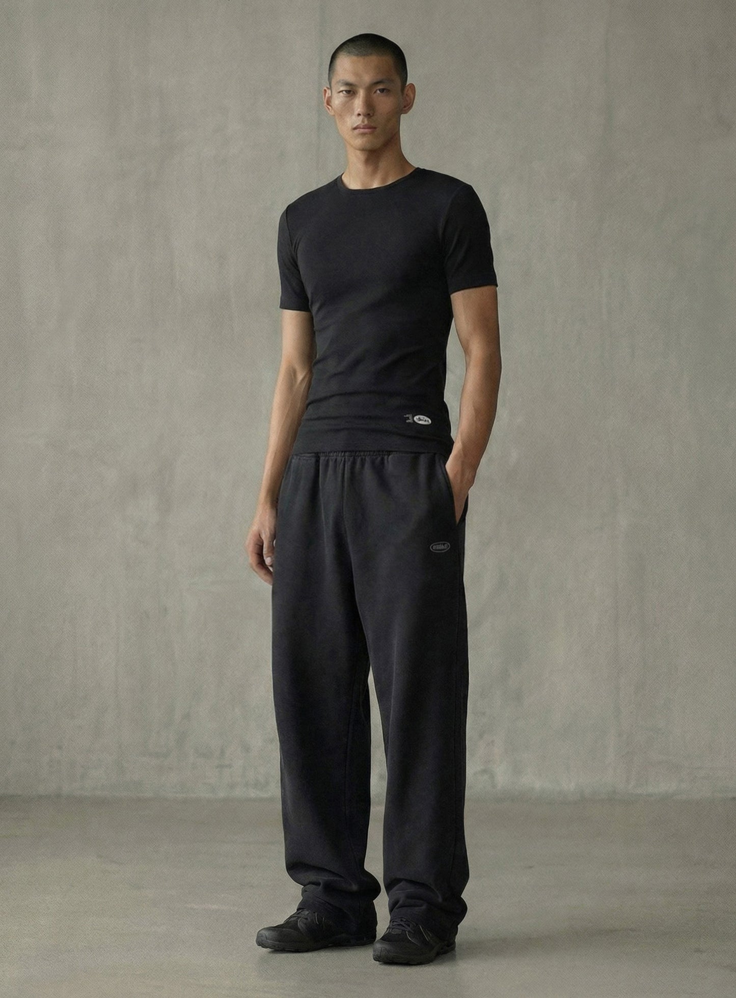 [w-pts26-036] BS Soft Terry Baggy Joggers - Black