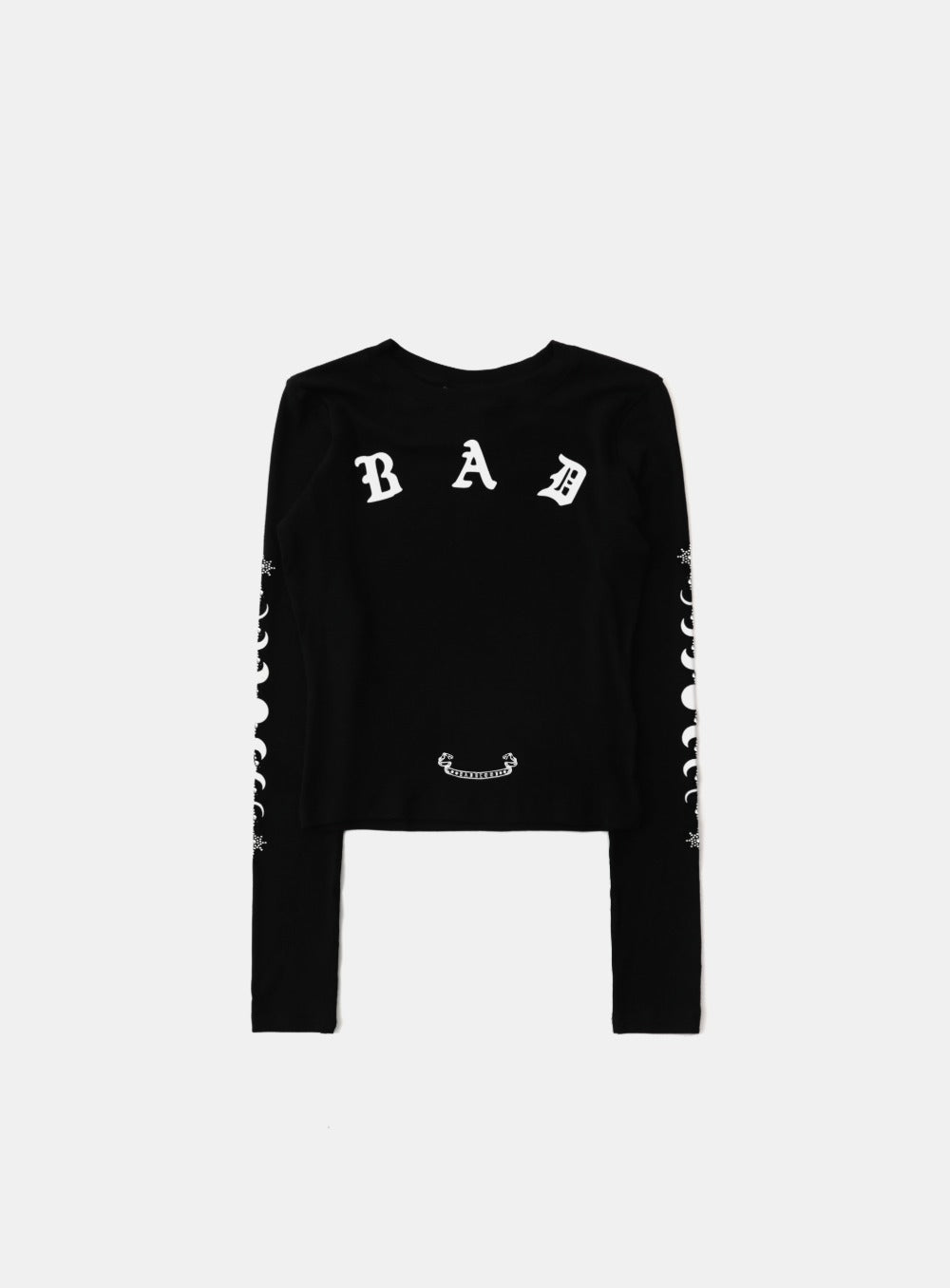 Mystic Rhinestone Logo Jersey Slim Long Sleeve - Black