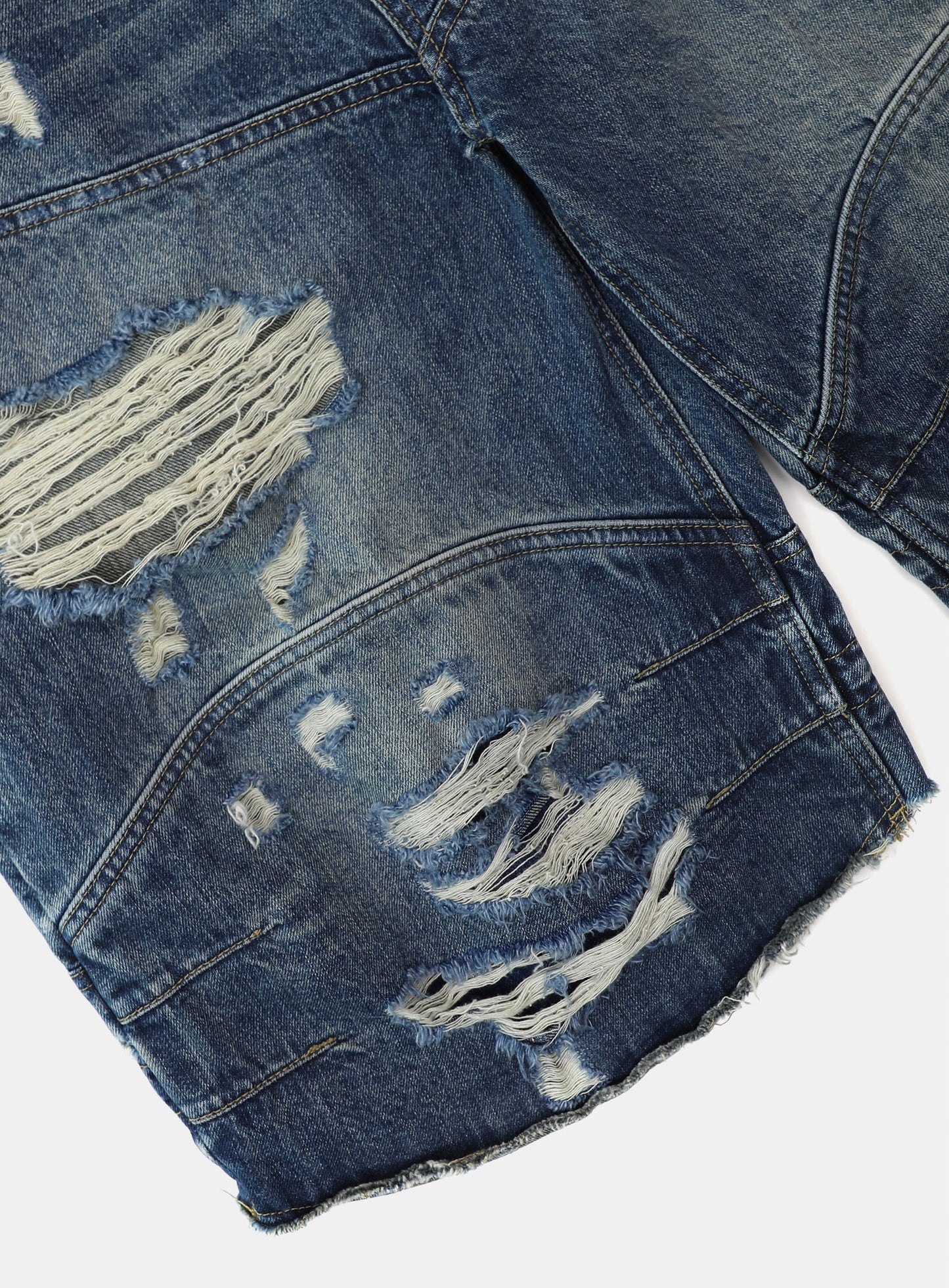 Convex Denim Long Bermuda Pants - Mid Blue