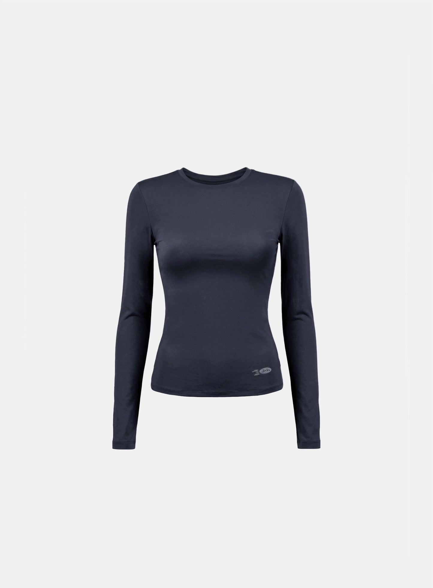 [w-tee26-087] Everyday Crew Neck Long Sleeve T-Shirt - Charcoal