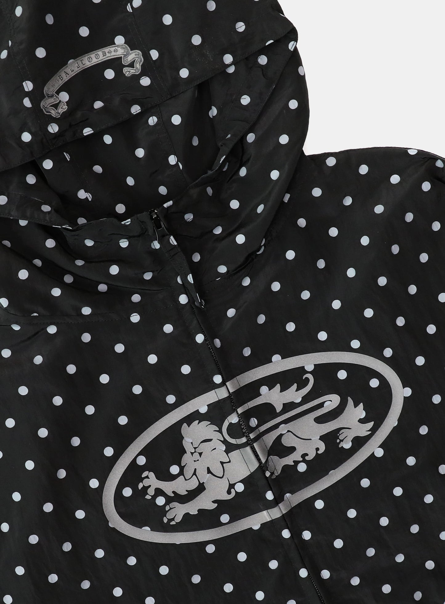 Mystic Nylon Reflective Hooded Zip-Up - Black Dot