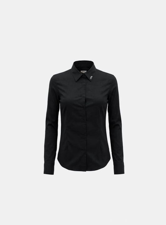 [w-sht26-008] Uniform Classic Slim-Fit Dress Shirt - Black