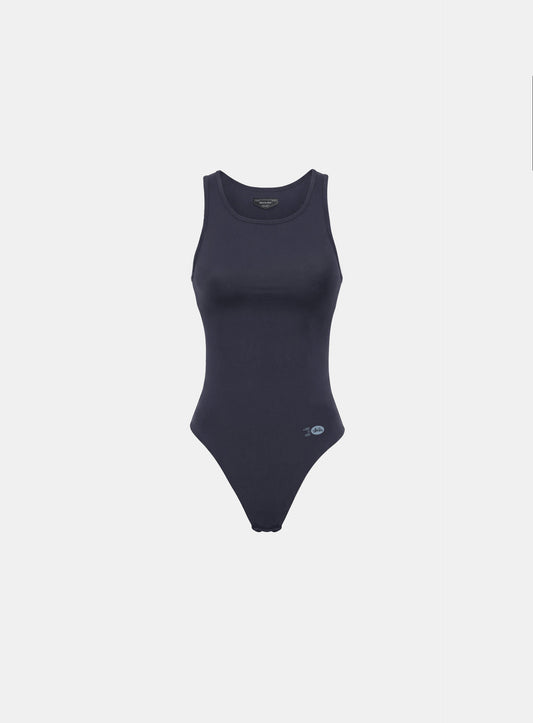[w-jst26-009] Everyday U-Neck Tank Bodysuit - Charcoal