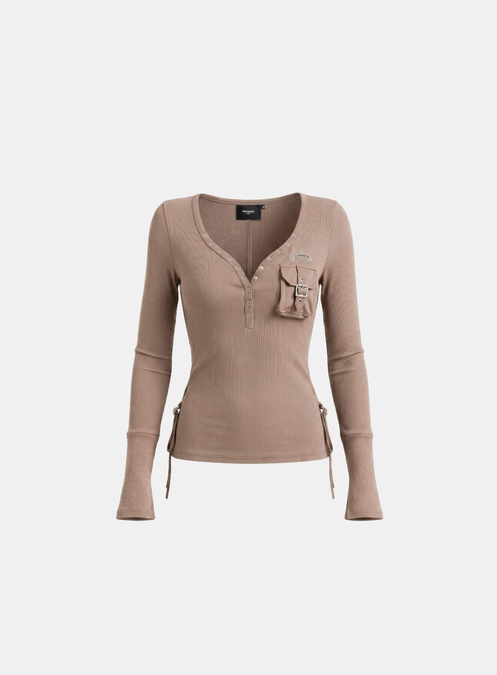 [w-tee26-256] Delta 2 Utility Cotton Rib Henley Neck Long Sleeve – Tan