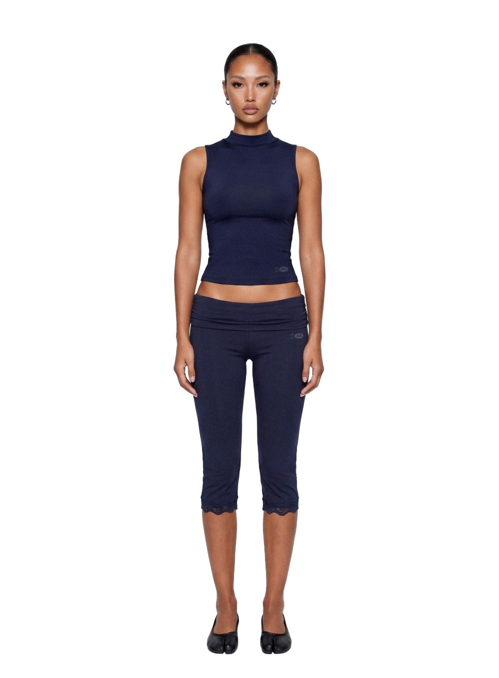 [w-tnk26-025] Everyday Mock-Neck Tank - Navy