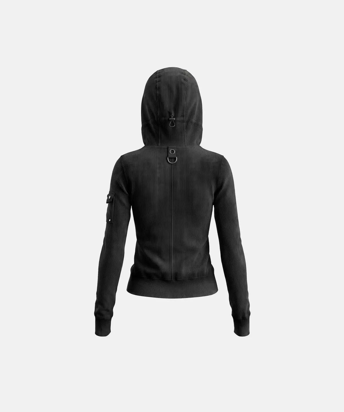 [w-hde26-057] Delta 2 Utility Cotton Rib Hood Zip-Up – Washed Black