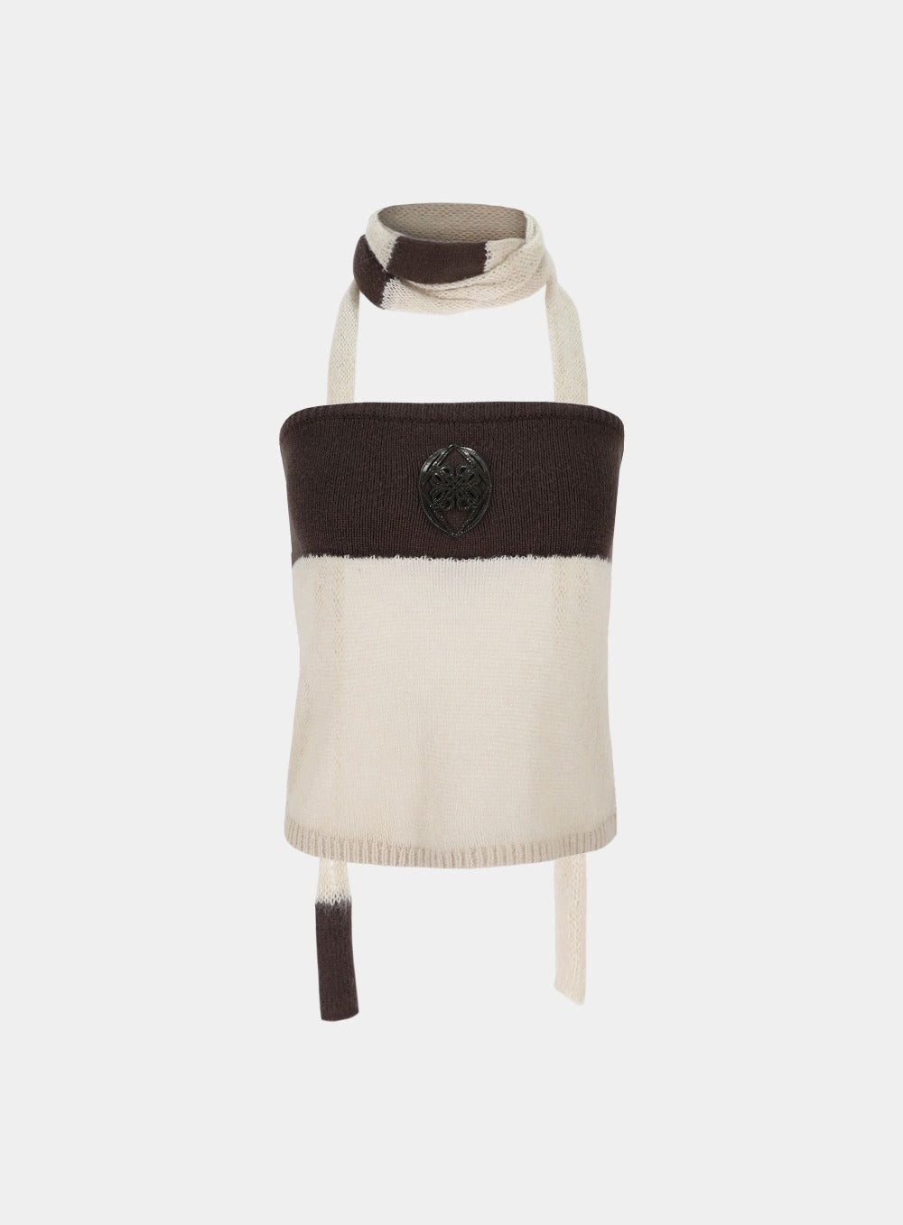 Kiddo Knit Tube Top & Scarf - Cream/Brown