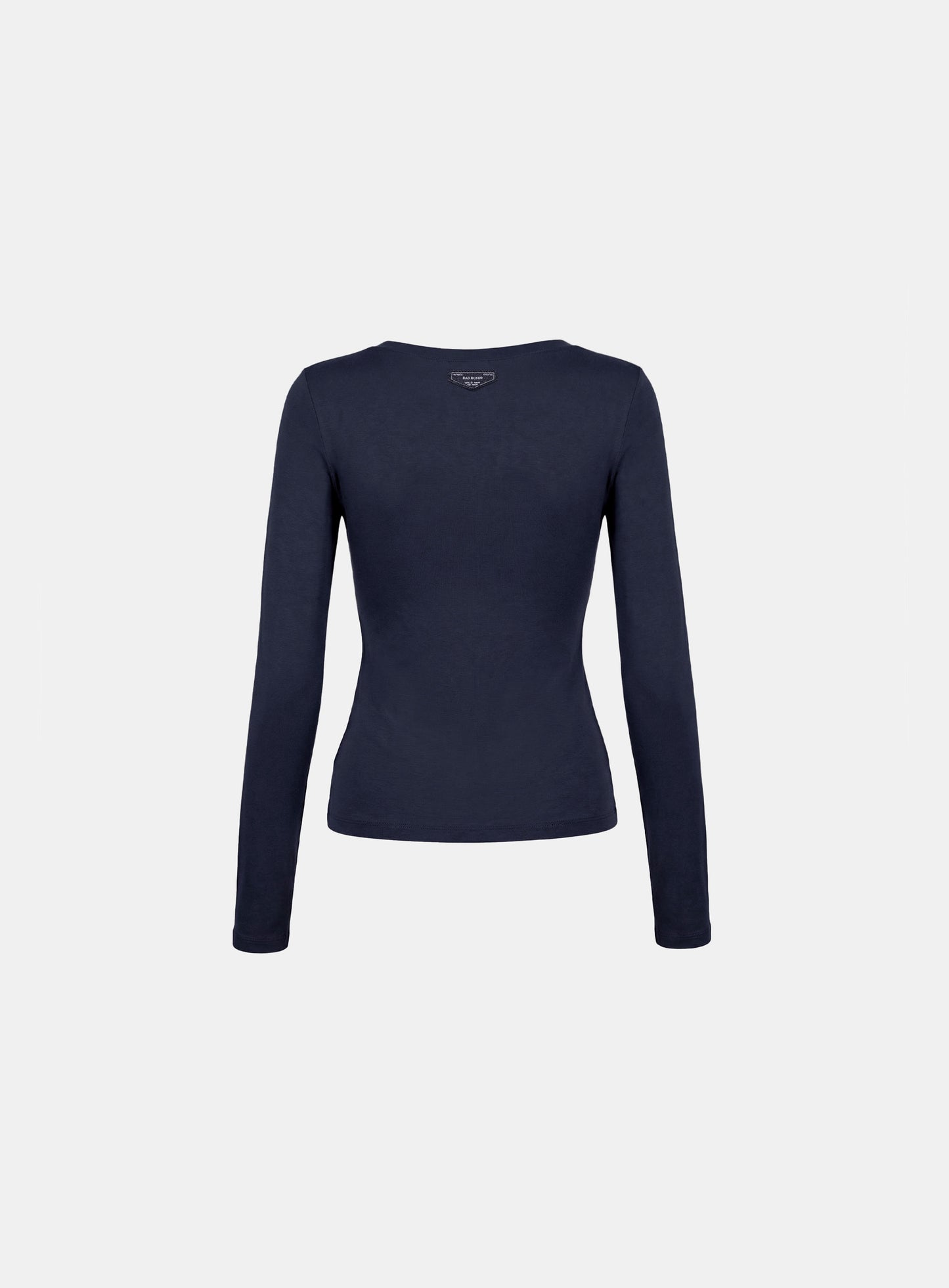 [w-tee26-081] Everyday Scoop Neck Long Sleeve T-Shirt - Navy