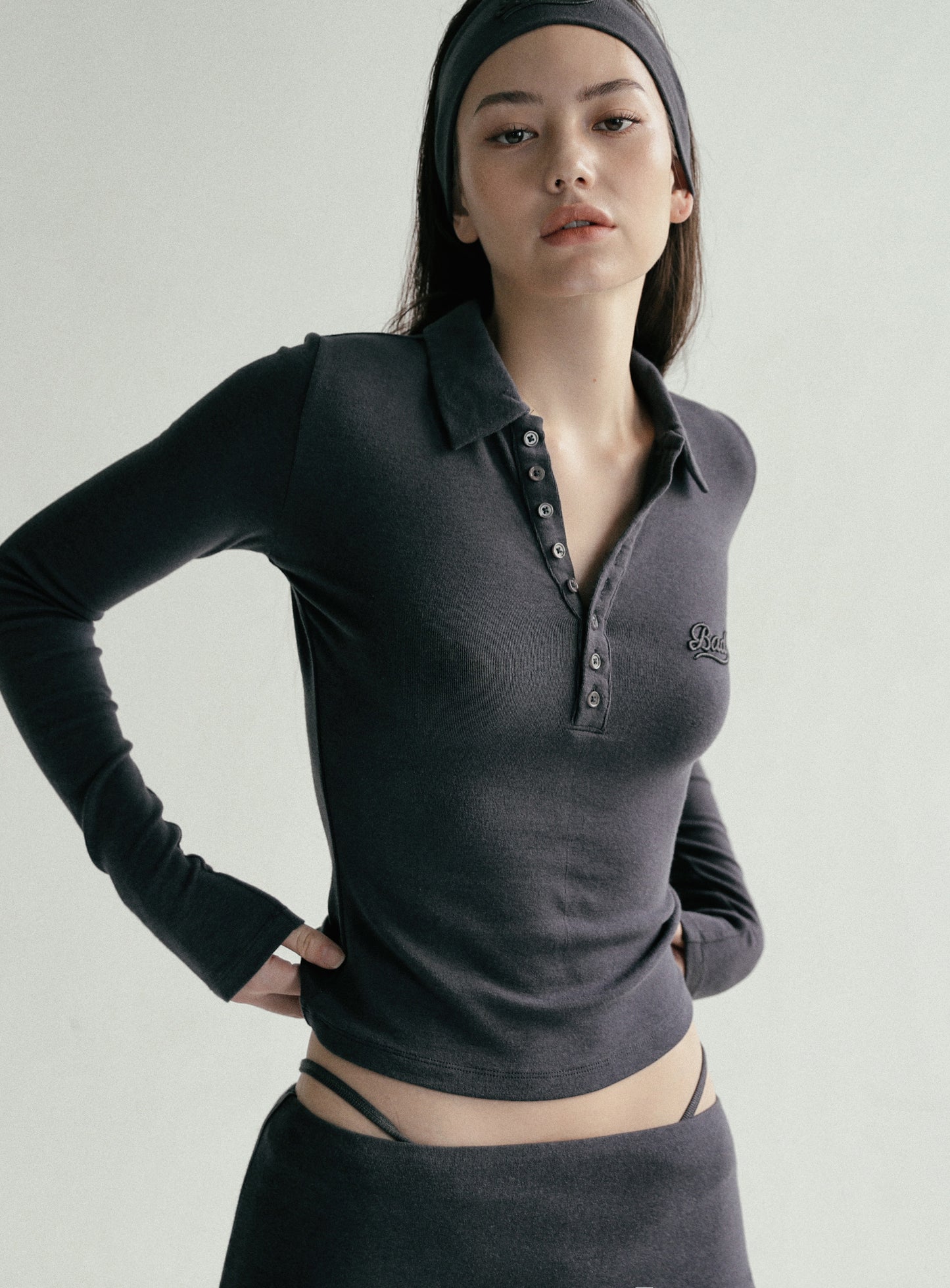 Beyond Soft Polo Long Sleeve - Charcoal