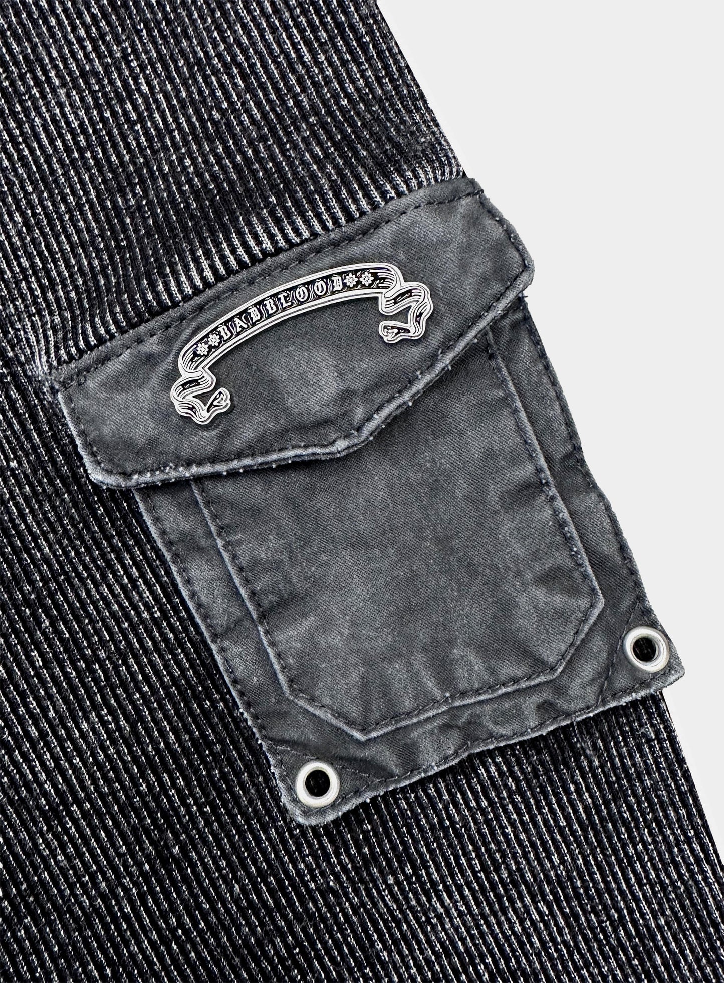 [w-cdg26-003] Viper Cotton Rib V-Neck Collared Zip-Up - Black