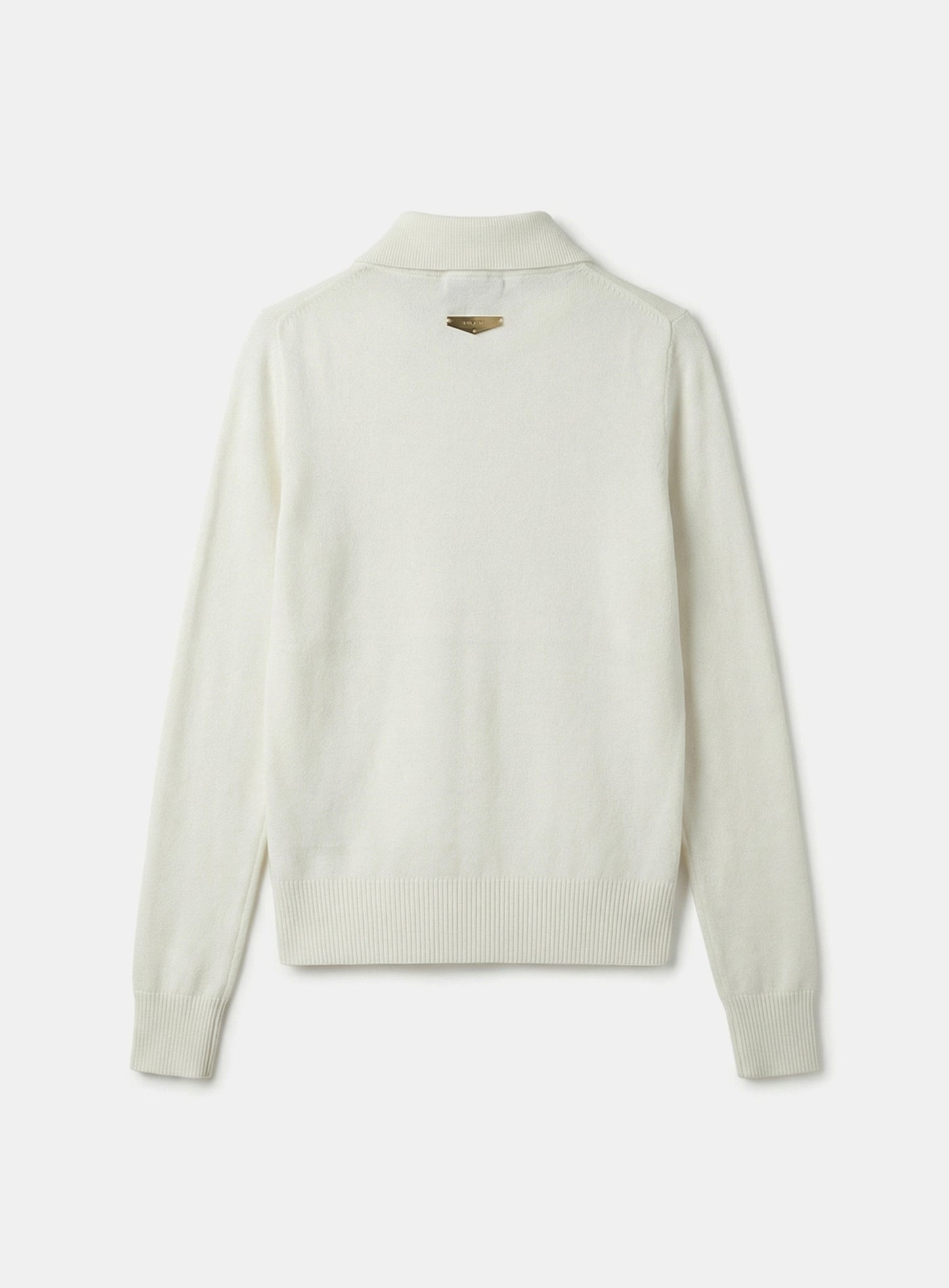 [w-knt26-020] Fine Merino Wool Polo Cardigan - Cream