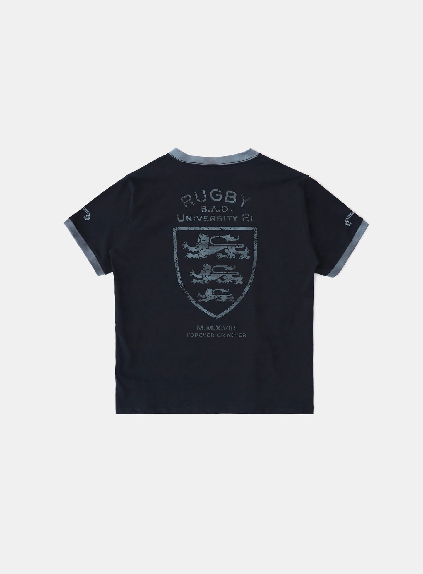 Mystic Shield Print Ringer T-Shirt - Navy