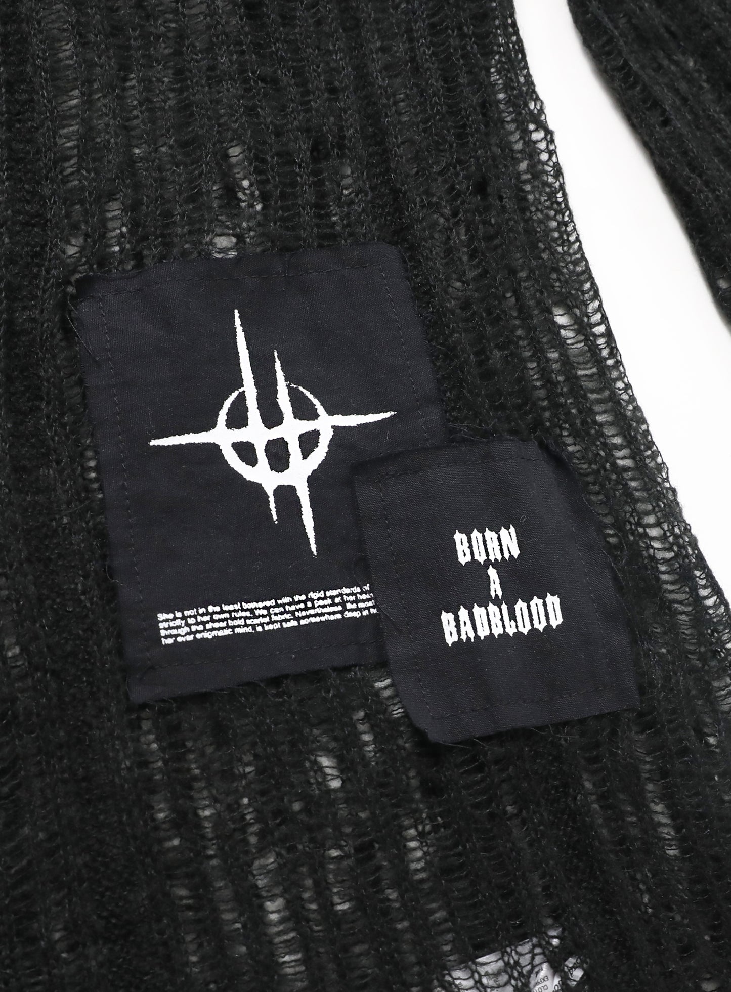 Ripped Knit Hooded Sweater - Black