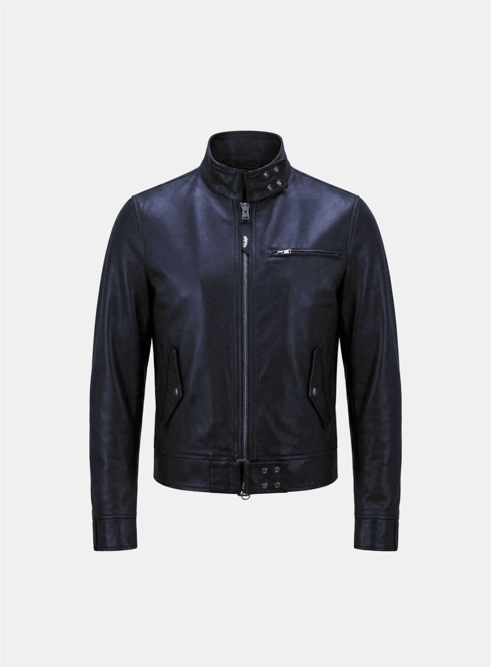 [w-jkt26-020] Spina High-Neck Jacket - Navy Leather