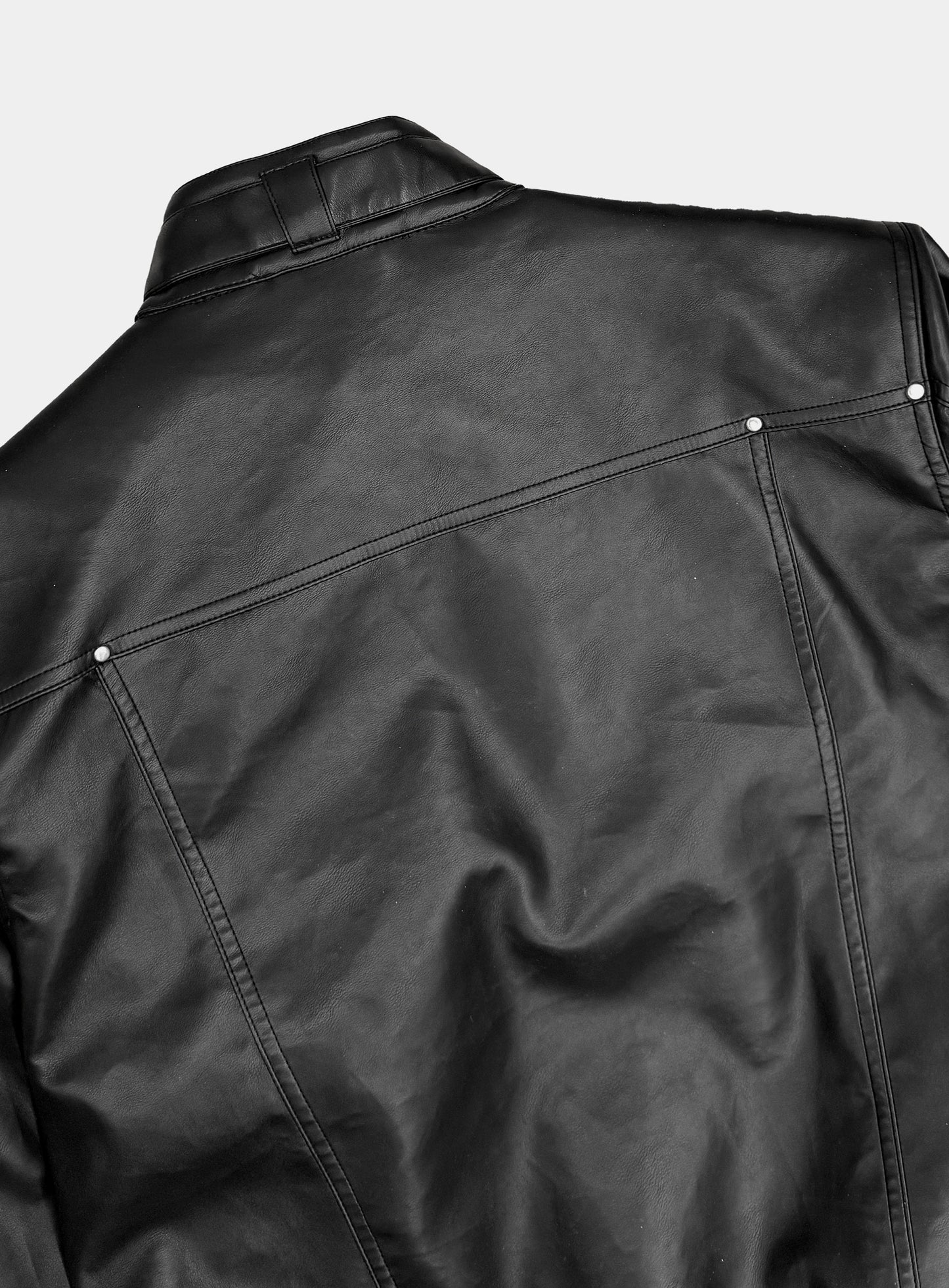 [w-jkt25-073] Daytona High-Neck Bomber Jacket - Black Leather