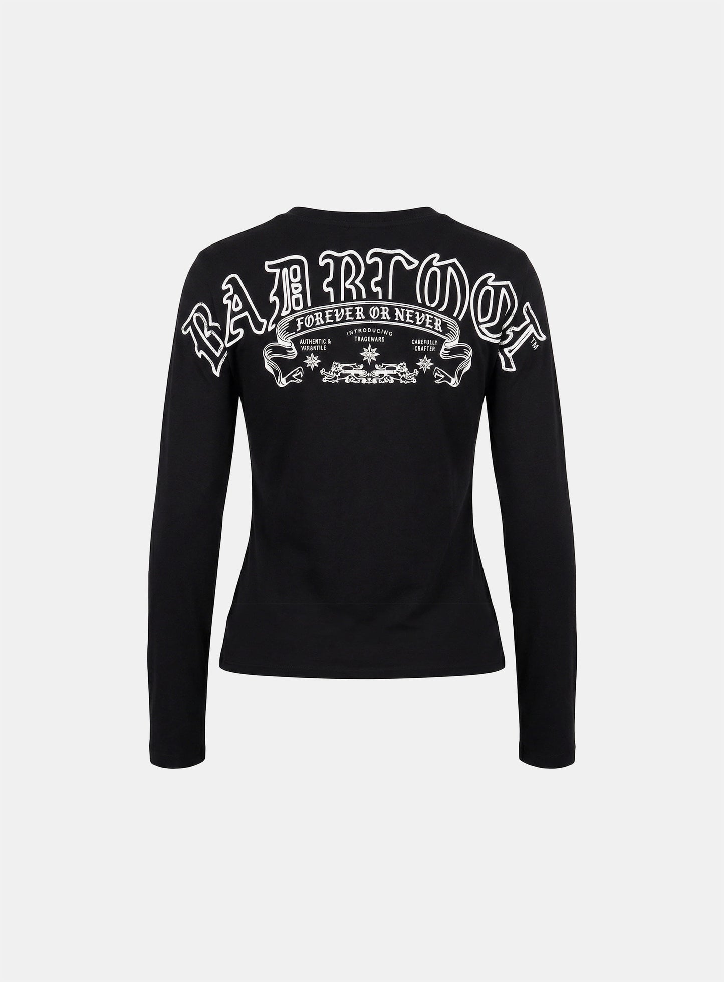 [w-tee26-027] Mystic Print Fitted Long Sleeve T-Shirt - Black