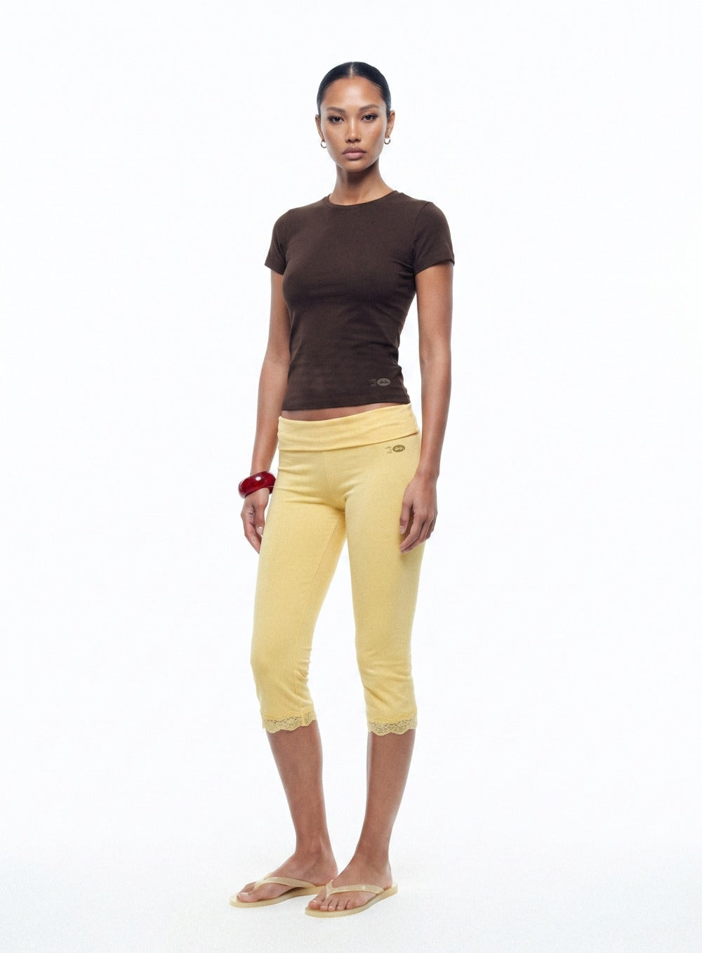 [w-tee26-089] Everyday Crew Neck Short Sleeve T-Shirt - Brown