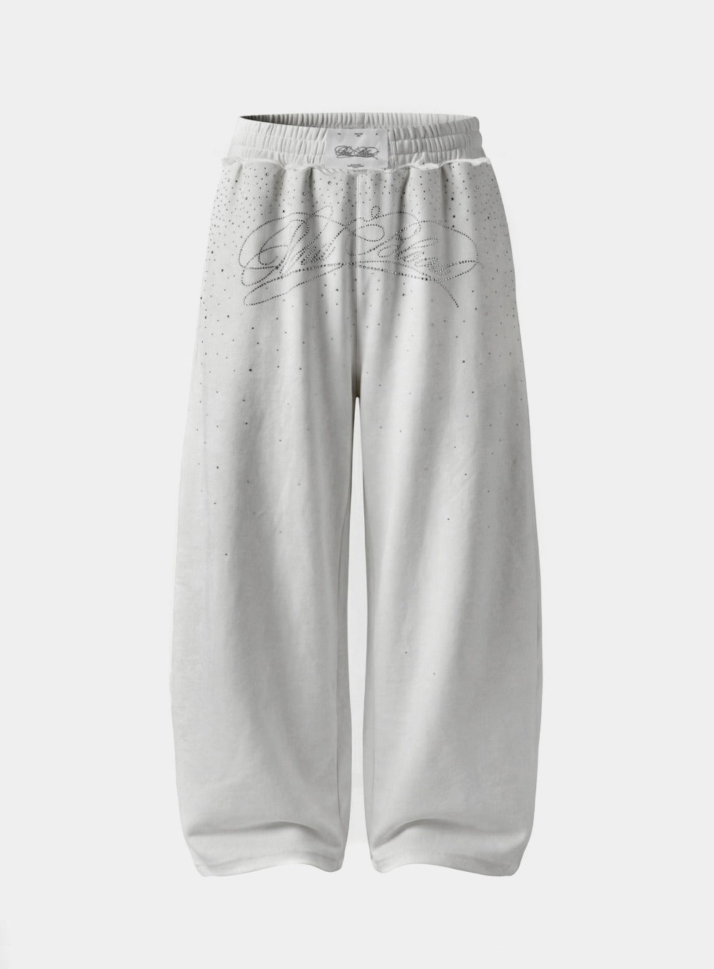 [w-pts25-121] Dark Classic Rhinestone Jogger - White