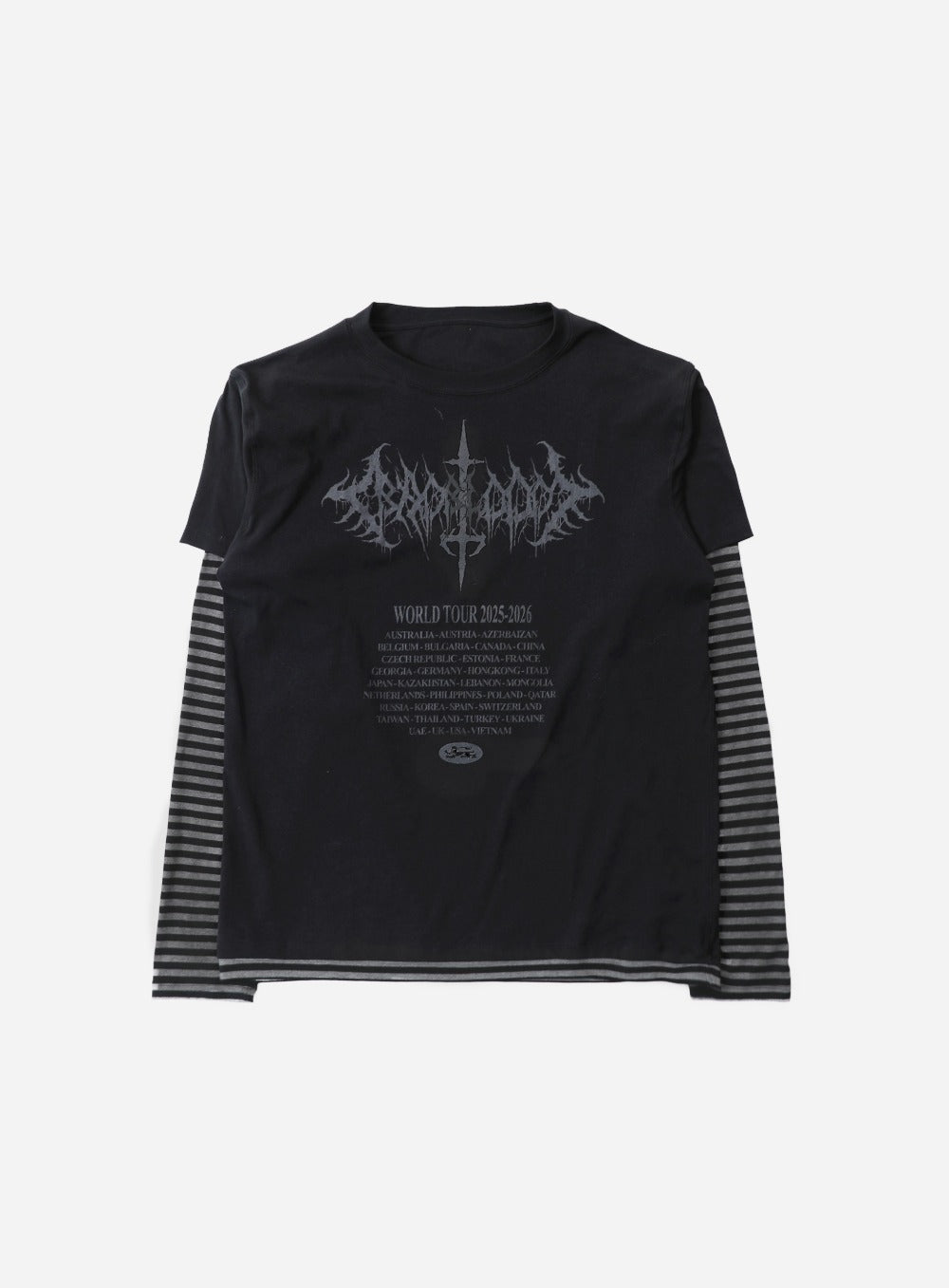 2025 World Tour Layered Long Sleeve - Black/Striped